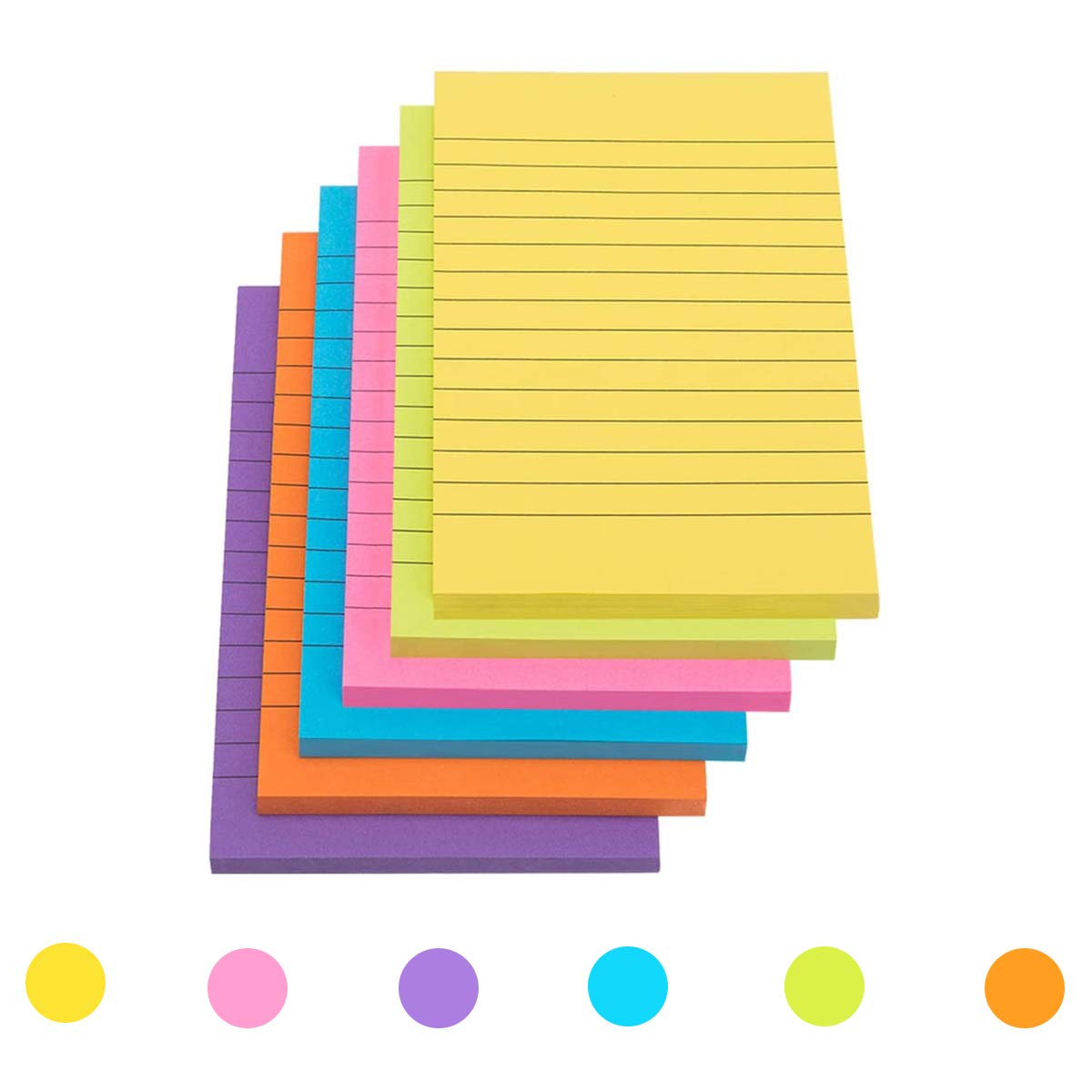 CYH Sticky Notes, 6 Pack 300 Sheet Sticky Note Pad, 6 Colors Lined Self Stick Memo Pads Large Stick Notes Note Pads for Office, School and Home Uses