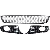 ApplianPar Front Lower Bumper Grill Grille Honeycomb Mesh with Left Right Side Fog Light Cover for VW Golf Jetta SportWagen MK6