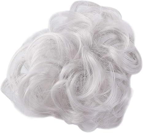 Leorx Hair Bun Extensions 2pcs White Grey Synthetic Chignon