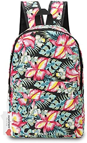 Ropper Lightweight Canvas Cute Pattern Kids School Backpack,15" (Flower-Sea)