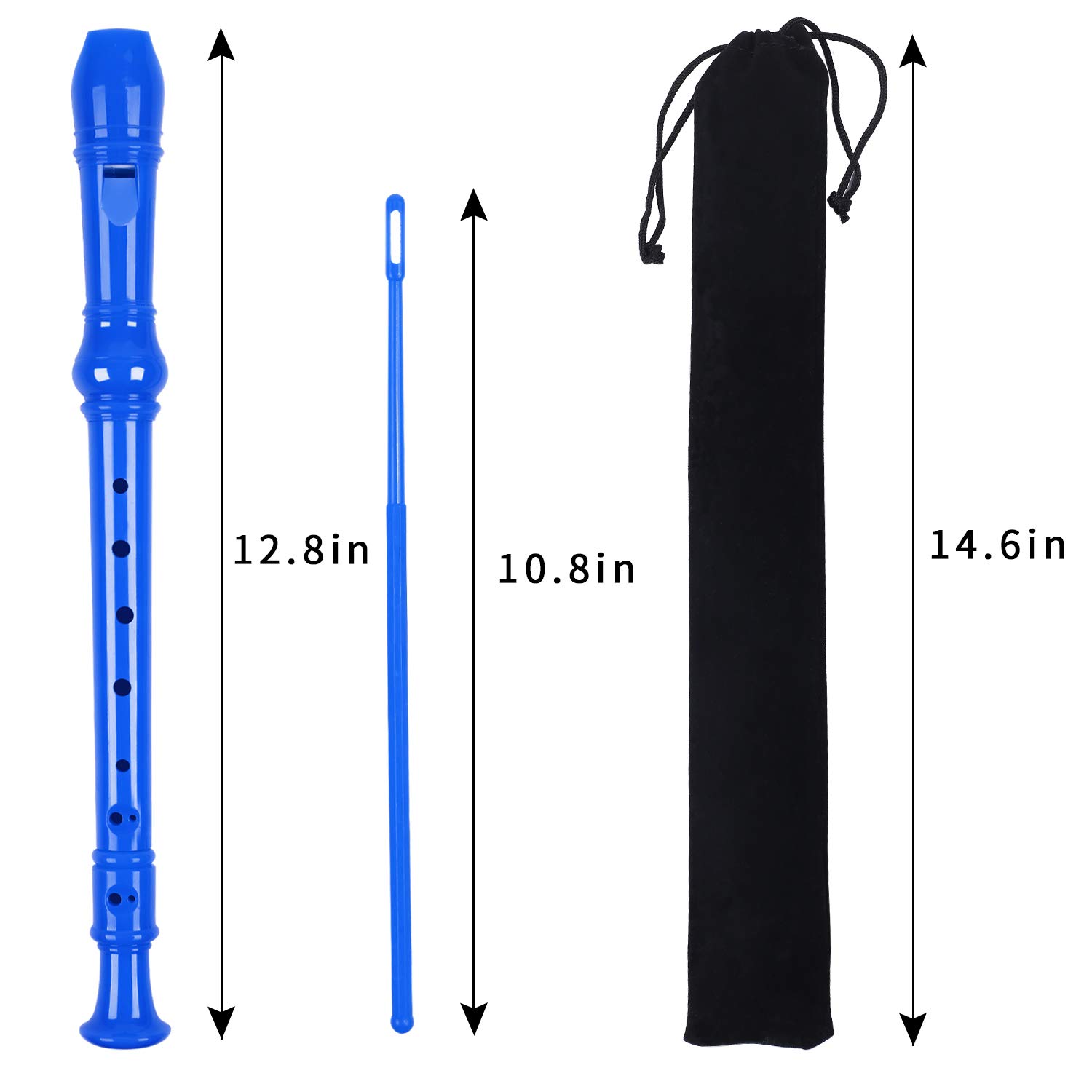 Lot-Yes Descant Soprano Recorder Music Recorder Instrument For Kids Kids Flute Kids Recorder With Cleaning Rod + Case Bag (Blue)