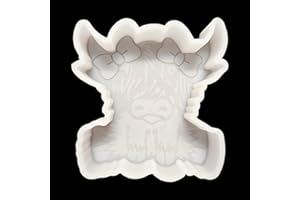 【300+ Design Optional】 Fuehbur Baby Highland Cow with Bow Car-Freshie Silicone Epoxy Resin Moulds for Aroma Beads - Candle Molds - Soap Mould