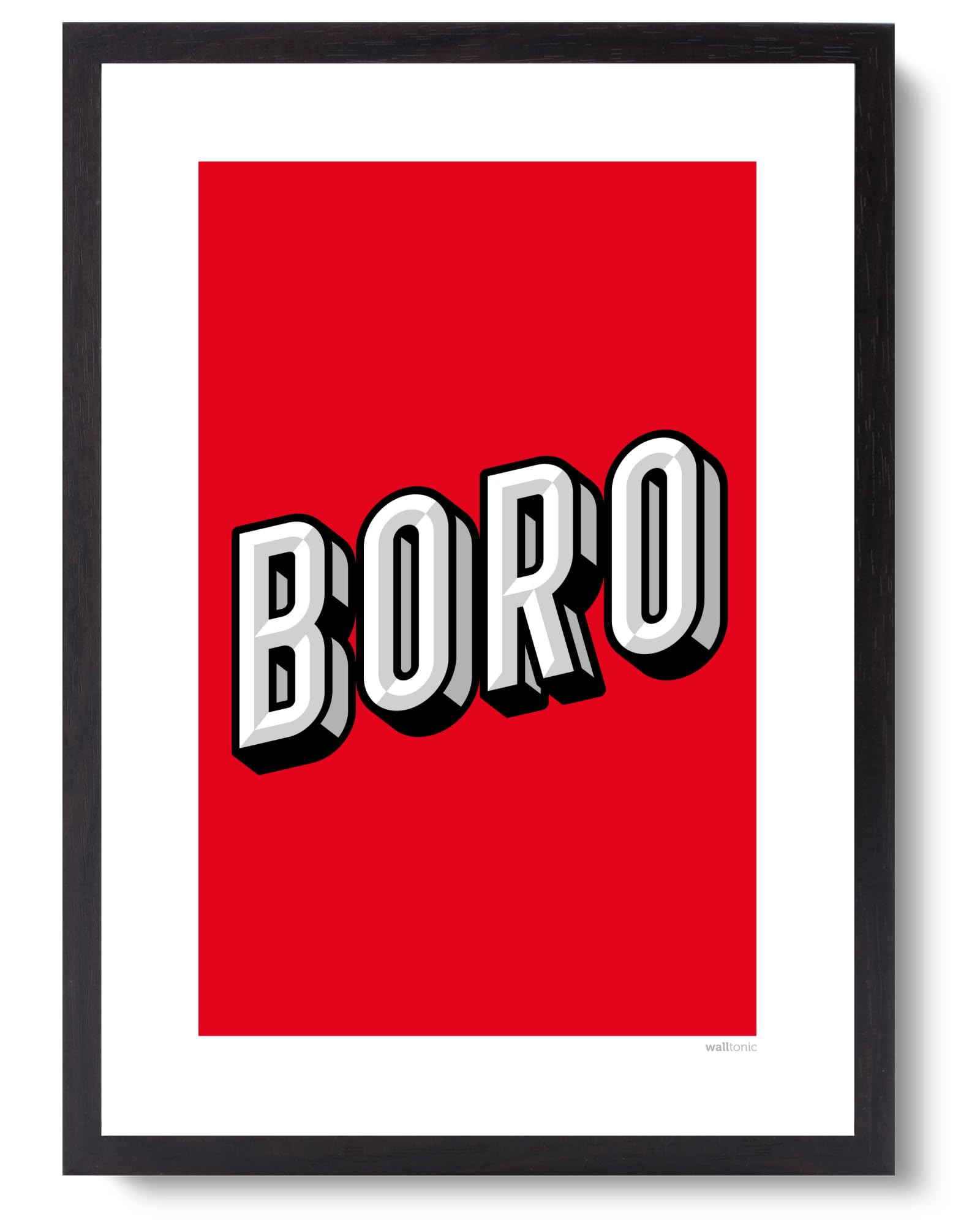 walltonic - Middlesbrough FC Football Club 'Boro' Typographic Minimalist Wall Art Print Poster Gift - Unframed - Size A3
