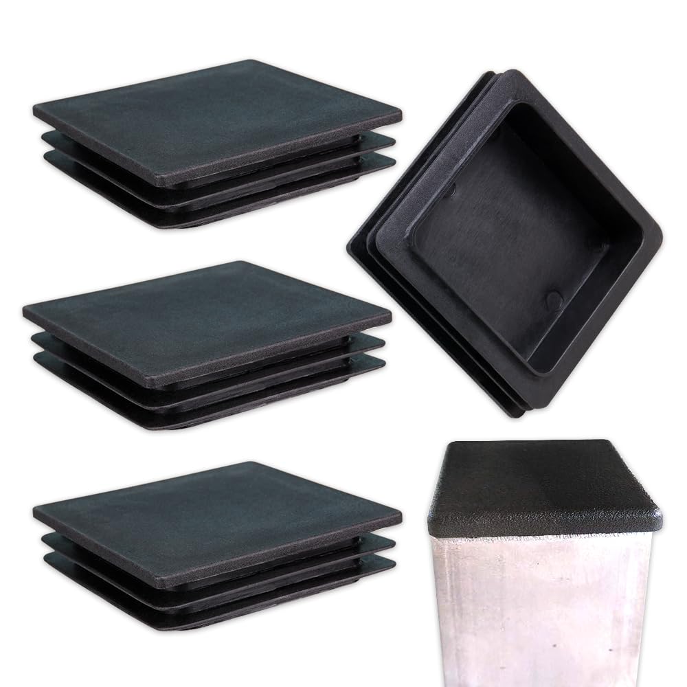 Comidox 4 Pcs Square Tube Plastic Hole Plug 4x4 Inch Cap Cover Tube Chair Glide Insert,Fitness Equipment, Steel Wood Furniture Cap Pipe Plug