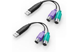 YORUNOHOSHI 2Pack PS/2 to USB Adapter Converter – Revive Your Old Keyboard and Mouse