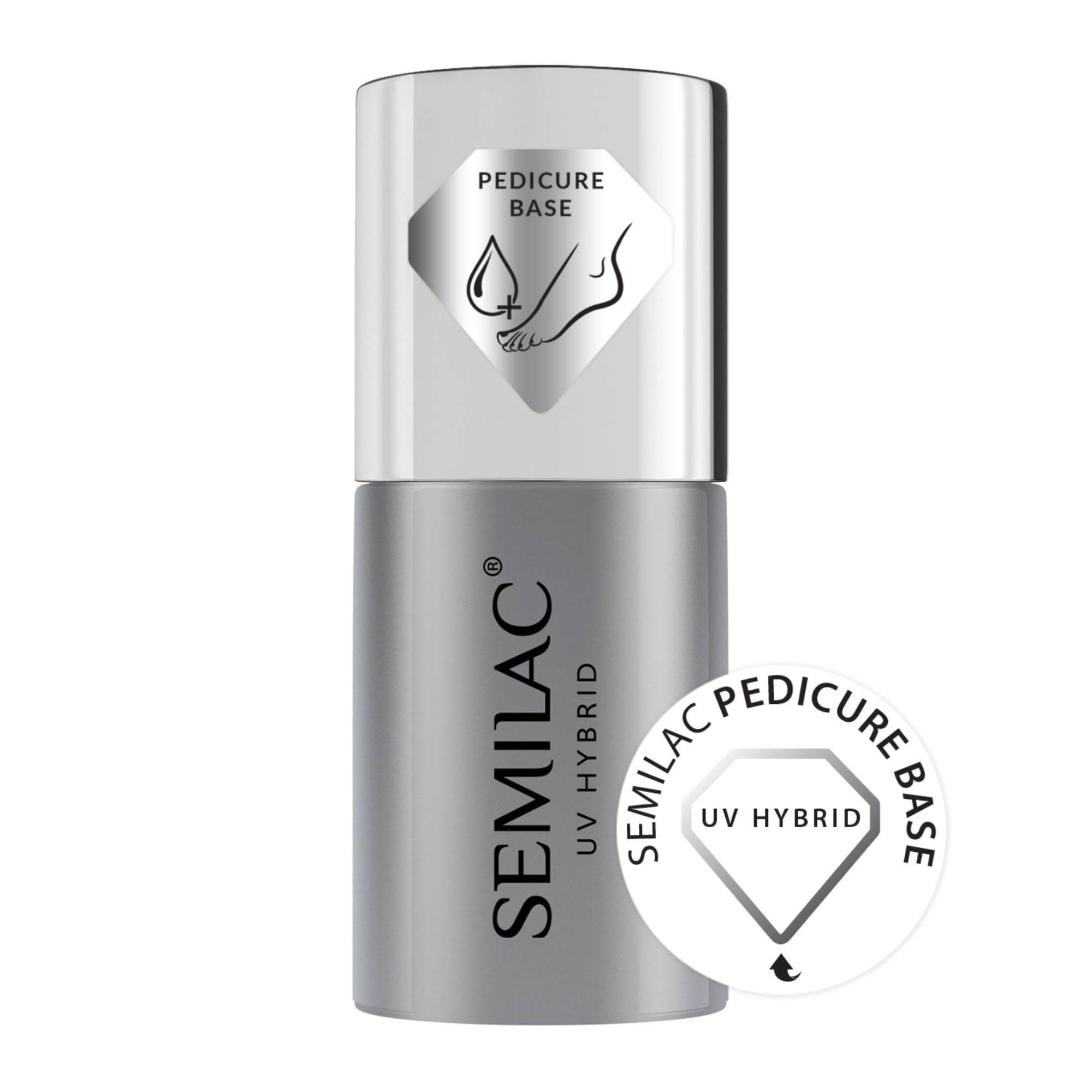 Semilac UV Gel Nail Base Coat for Pedicures | 7 ml | Protects & Nourishes Nails | Soak Off Formula | Strong Adhesion and Long-Lasting Results | Ideal for Home Pedicure with Gel Polish