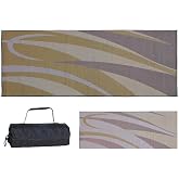 Stylish Camping Ming's Mark GC7 Stylish Camping Reversible Graphic Patio Mat - 8' x 20', Brown/Gold