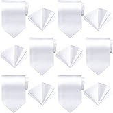 12 Pcs Sublimation White Ties Set for Men with Pocket Square Solid White Blank Necktie Men's Plain Satin Tie Pure Color Polyester Tie Heat Transfer Neckwear for Wedding Party Formal Occasion 57 Inch
