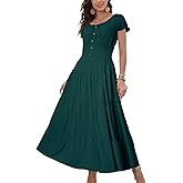 OSTOO Women's 2026 Summer Short Sleeves Boho Floral Print Tiered Casual Flowy Long Maxi Dress
