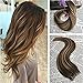 Moresoo Hair Extensions Real Human Hair Tape in Hair Glue on Hair 20inch 20PCS 50G Balayage Ombre Human Hair Extensions Skin Weft Hair Color #4 Brown Ombre #27 Blonde Mixed #4 Semless
