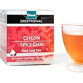Dilmah Exceptional Ceylon Spice Chai Tea Bags – Spiced Chai Black Tea with Ceylon Cinnamon | Luxury Leaf Tea Bags, Medium Caffeine, 20 Count (40g)