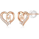 Valentines Day Gifts for Kids - Earrings for Girls, 925 Sterling Silver Post Hypoallergenic, CZ Letter Initial Earrings for Girls, Toddler Kids, Birthday Gifts