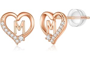 CIVOKINA Earrings for Girls Kids, 925 Sterling Silver Post Hypoallergenic Girls Earrings CZ Letter Earrings for Girls Teen Girls Initial Earrings for Girls Teen Girls Kids Toddler Christmas Gifts