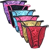 Colorful Star 6 Pack Women's Sexy Satin String Bikini Underwear Shine Smooth Underwear