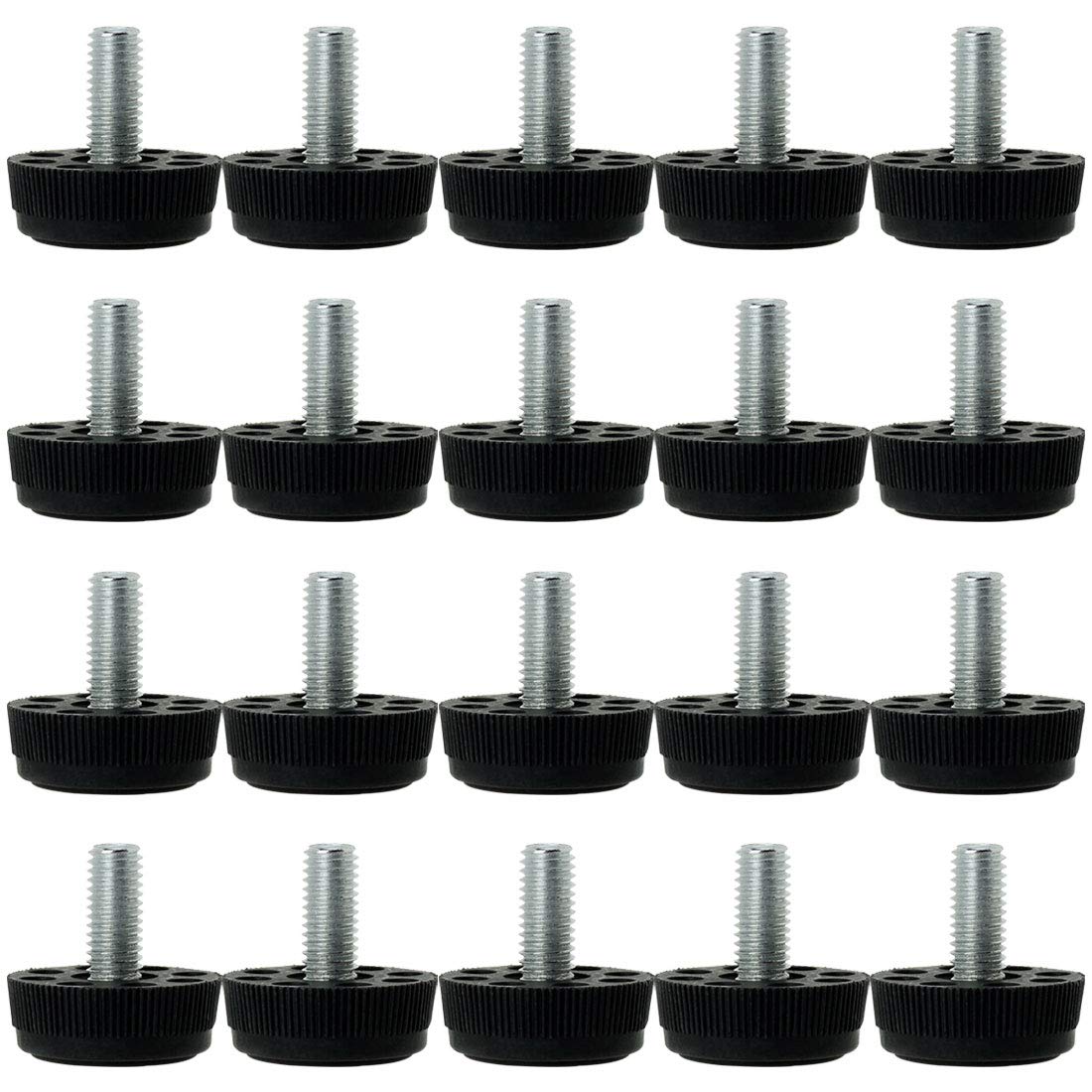 Sourcingmap M8 x 17 x 30mm Furniture Glide Leveling Feet Adjustable Leveler Floor Protector for Home Restaurant Table Leg 20 Pack