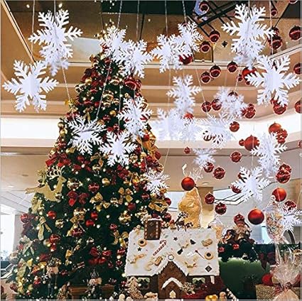 Amazon Com Winter Christmas Hanging Snowflake Decorations 24pcs