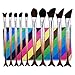 Cinidy 10 pcs Mermaid Contour Makeup Brushes Beauty Kit Foundation Powder Cheeks Blush Eyeliner Blush Kabuki Cosmetic Brush Set Tools With Storage Bag