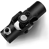 Ovabeyna 3/4" Round x 3/4" -48 Spline Black Steering Universal Joint Single U Joint Shaft,Total Length: 96mm (3-3/4")