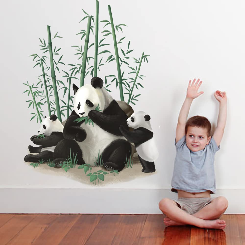 Runtoo Panda Animals Bamboo Wall Stickers for Girls Room Kids Room Home Decor — image 1