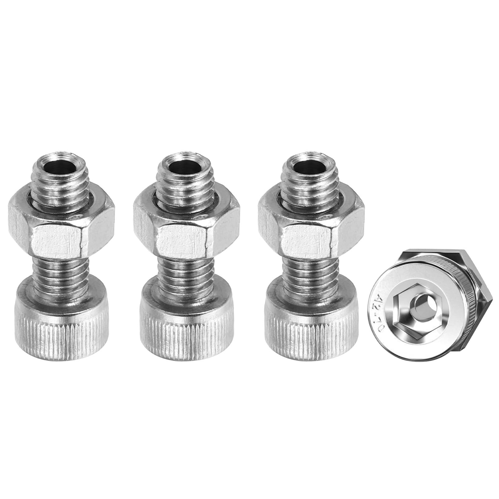 PATIKIL M8x20mm 304 Stainless Steel Hollow Bolt, 4 Set Cylindrical Hexagon Socket Screw Nut Kit Lamp Threading Screws Through Hole Fasteners