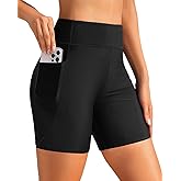 Holipick Women Plus Size Swim Shorts - 7" High Waisted Swim Bottoms with Pockets Biker Shorts Tummy Control Boy Shorts