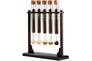 GENERIC Cigar Flavor Injector Humidifier, Clear Cigar Infuser Glass Tube Kit with Handmade Wooden Base, Airtight Cap for DIY Flavor Infusion, Aromatherapy Display Rack for Cigars Lovers and Enthusiasts