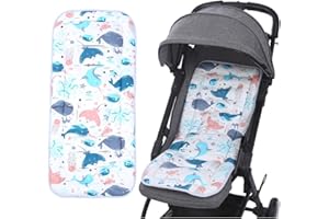HKSICHENGKEJI Baby Stroller Seat Liner Kids Pushchair Seat Cushion Mat Universal Breathable Stroller Liner Insert Stroller Cushion Pad Thick Cotton Stroller Liner Seat Pad Cover for (Whale &Octopus)