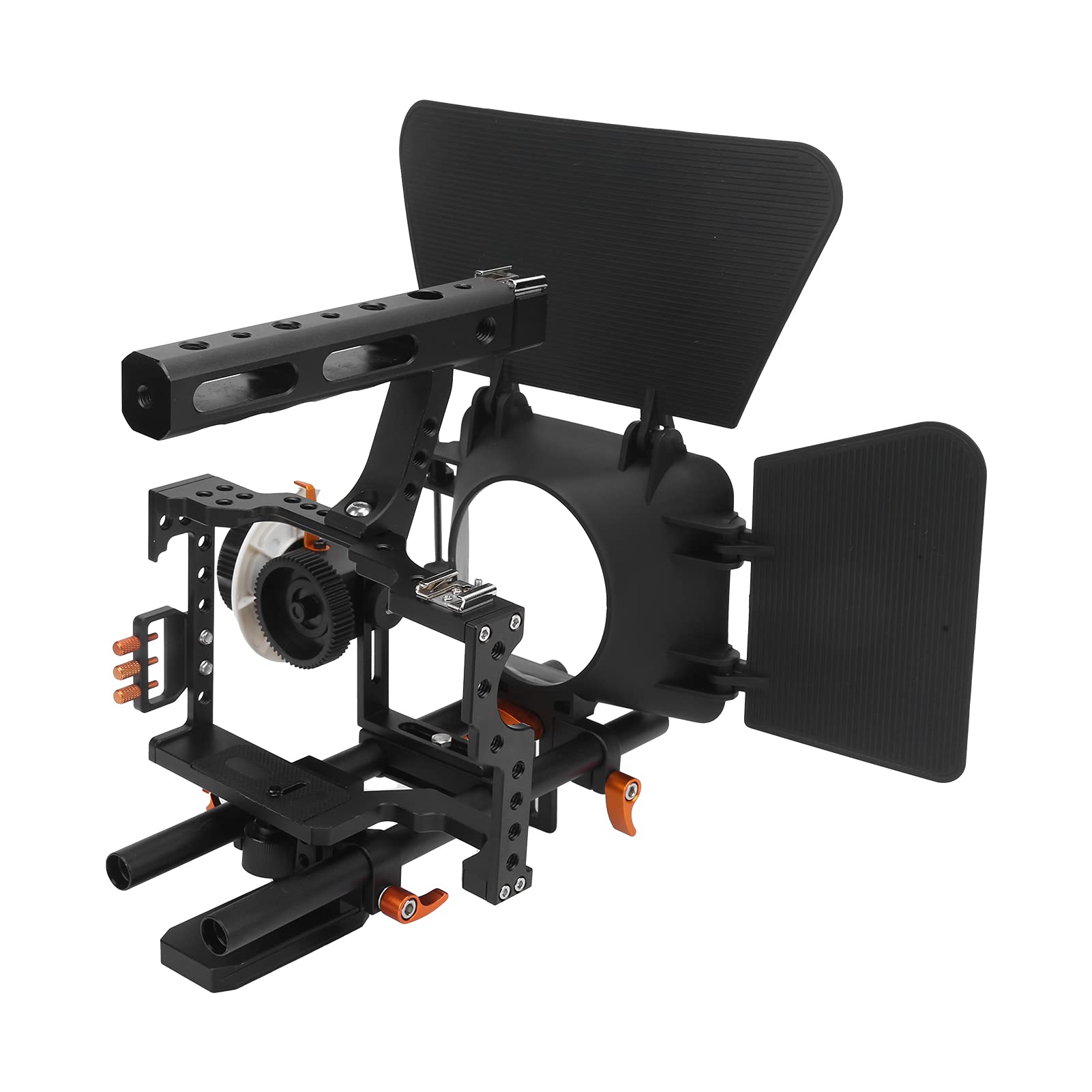 Camera Cage with Adjustable Matte Box Camera Rig Kit 1/4in,3/8in Screw Hole Cold Shoe Mount, Movie Video Film Making for GH4, for Sony A7S/A7/A7R/A7RII/A7SII