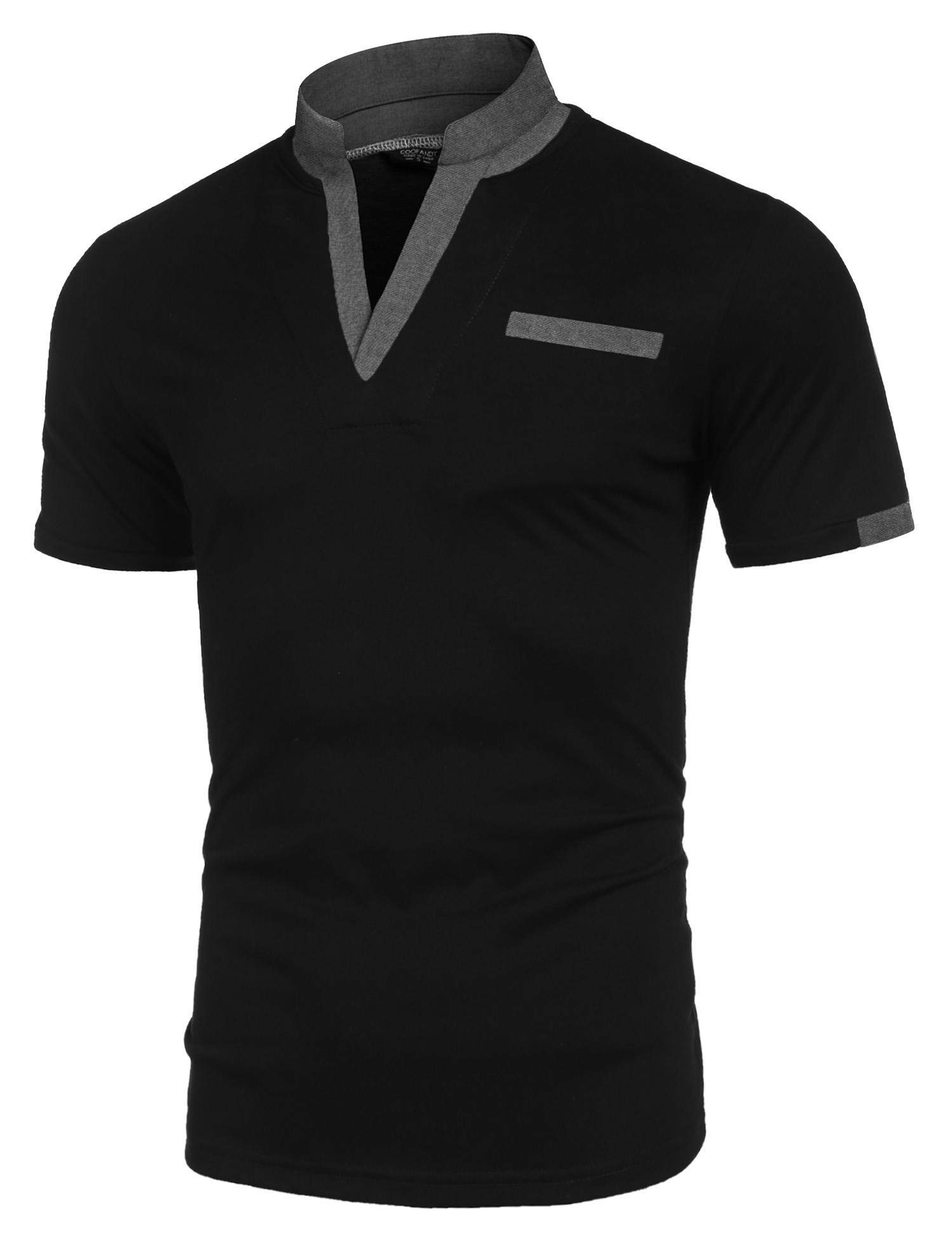 COOFANDY Men's Casual Polo Shirts with Pocktes Regular Fit Contrast