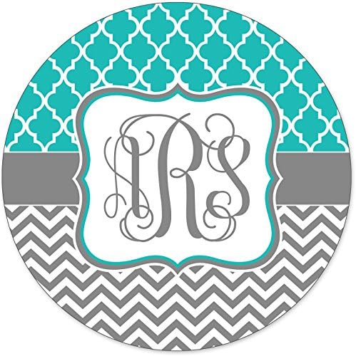 Custom Mouse Pads, Personalized Mouse Pads, Pretty Grey Chevron Zig Zag Teal Lattice Monogram Monogrammed MPP