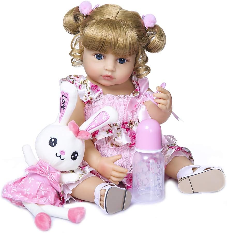 Anano 22 Inch Soft Baby Girl Doll Full Body Silicone Reborn Baby Girls