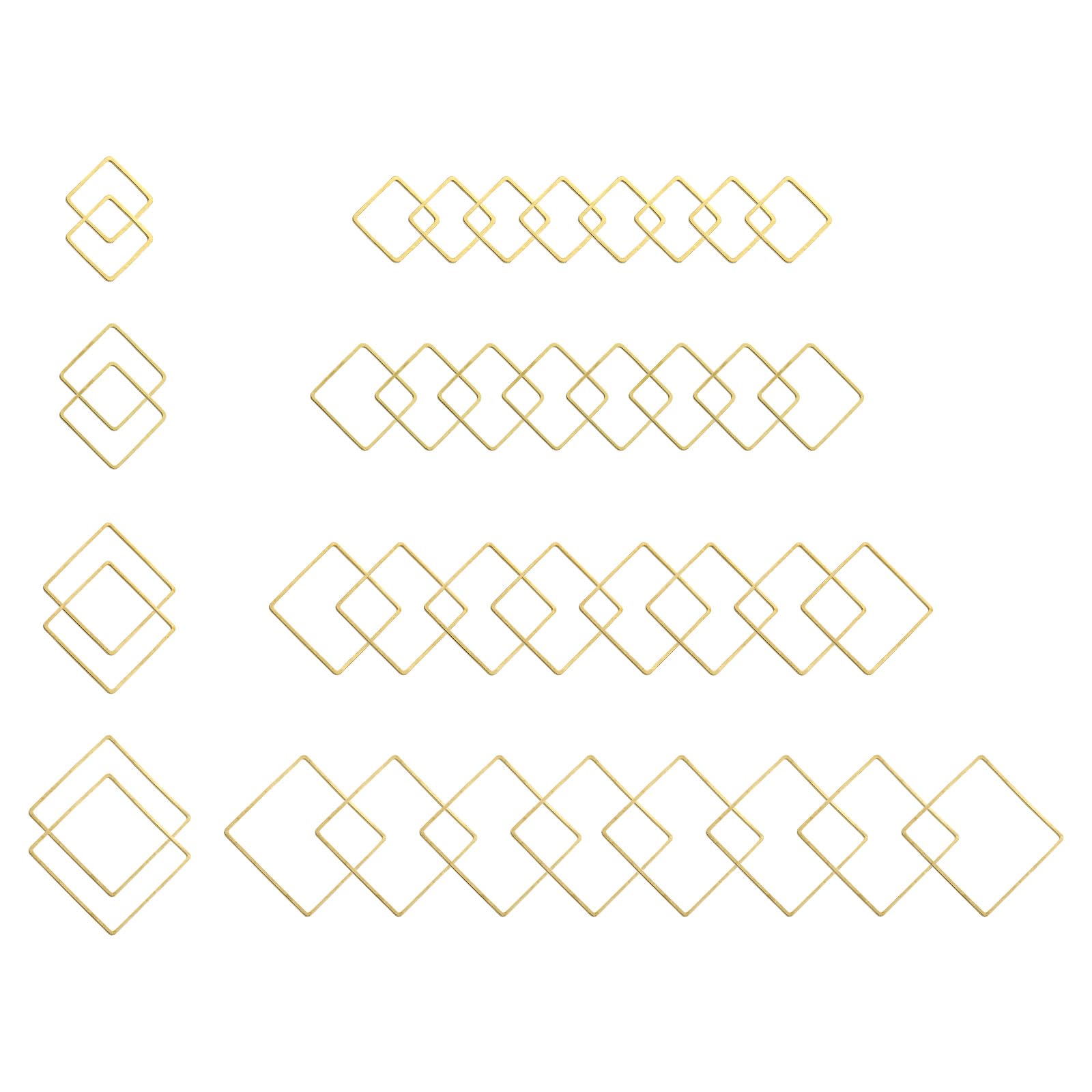 PATIKIL 80Pcs Open Bezel, 4 Sizes Square Resin Bezels Charm Pendants Open Back Bezels Alloy Hollow Frame Bulk for Resin Craft Making, Gold Tone