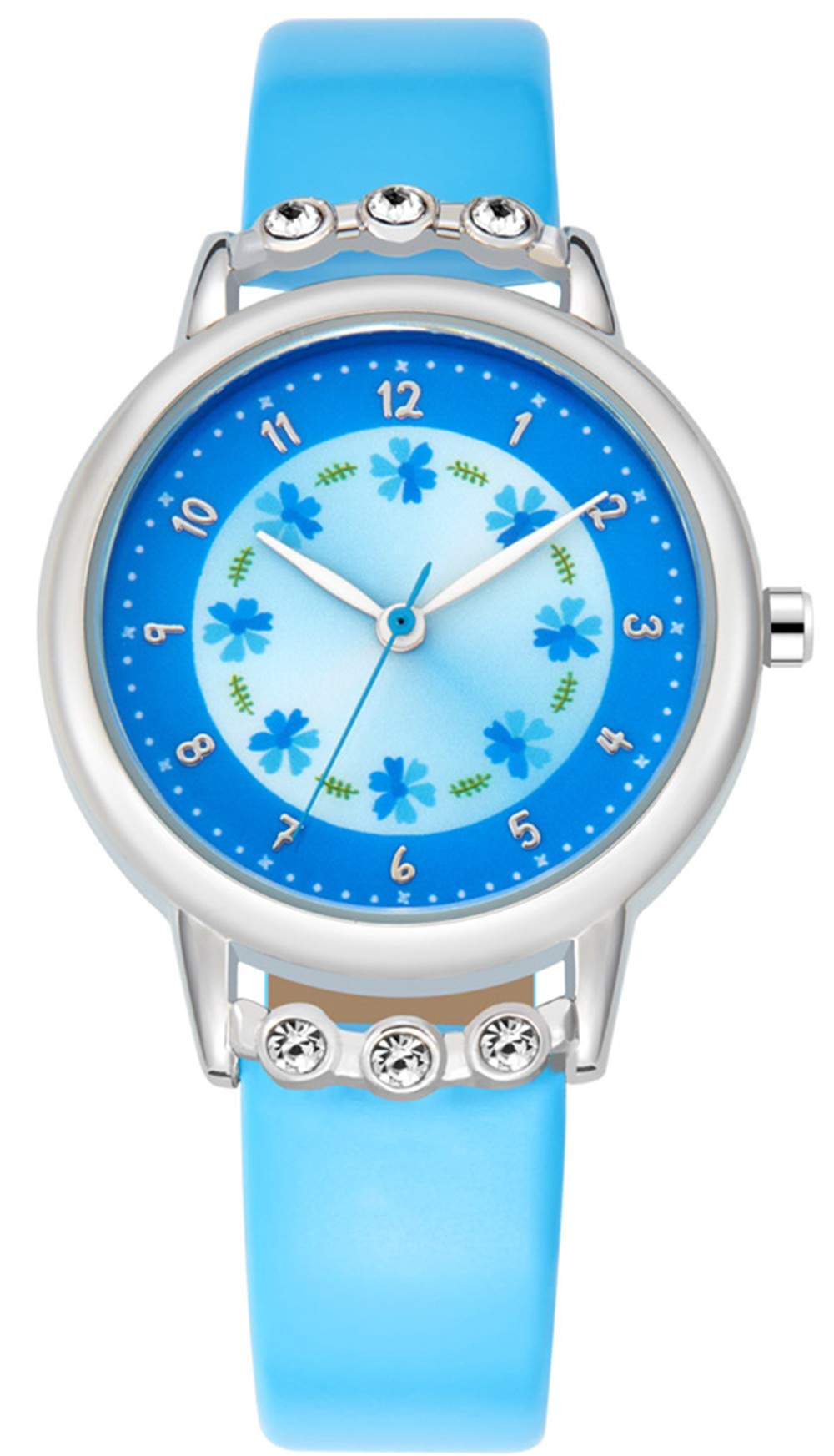 WUTAN Watches for Girls Adorable Cute Wrist Watch Girl Fashion Waterproof Wrist Watches for Kids Children (Blue)