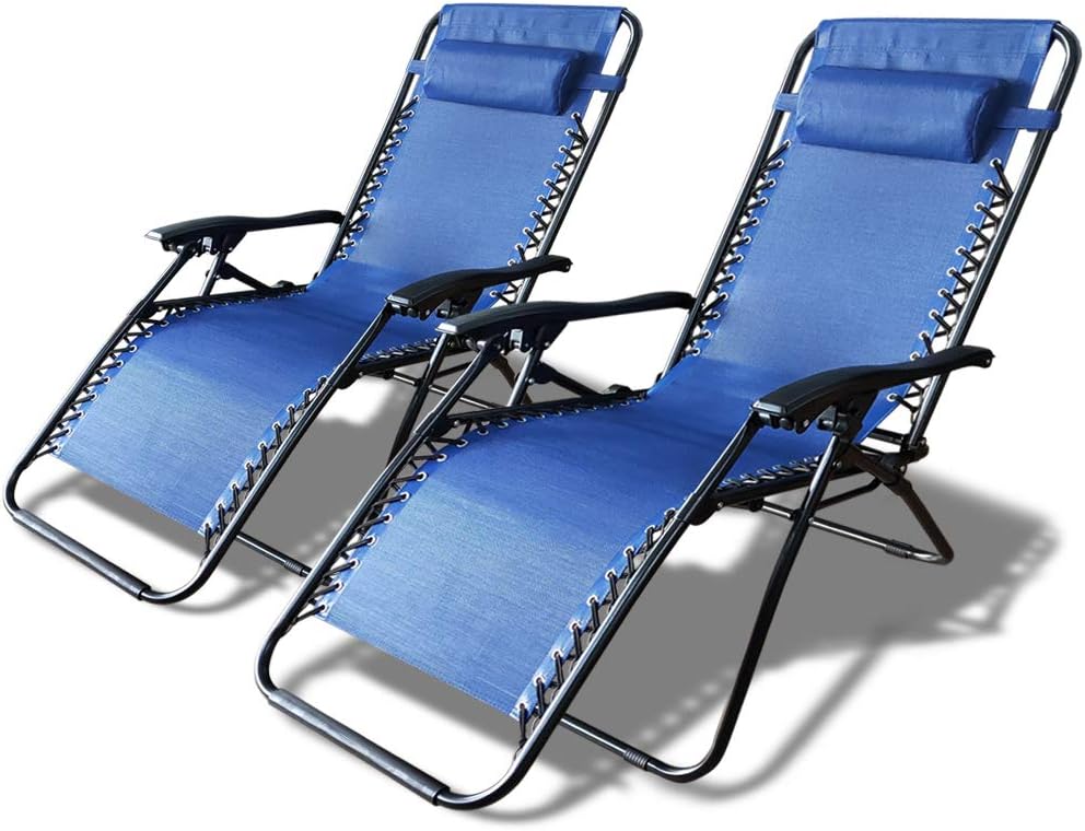 VOUNOT Chaise Longue inclinable Bleue en textilene Amazon.fr Jardin