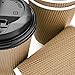 OzBSP 12 oz Paper Coffee Cups with Lids - 100 Pack BROWN. Insulated & Sturdy, Leak Proof, Ripple Wall No Sleeves Needed, Disposable Coffee Cups with Lids for Hot Drinks. To Go Cups