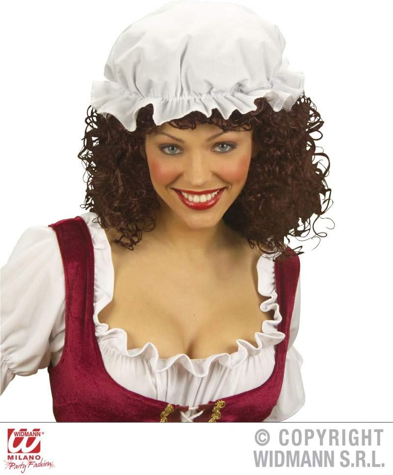 Widmann mop cap for disguise and carnival accessory, fun hat, white color