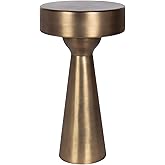 Kate and Laurel Solbrett Modern Sophisticated Metal Side Table, 12 x 12 x 22, Antique Brass, Contemporary Pedestal End Table 
