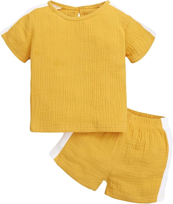 Amazon Cousannory 子供服 上下セット キッズ 女の子 男の子 ジャージ ルームウエア ベビー Tシャツ 半袖 スウェット パンツ 赤ちゃん セットアップ 夏 パジャマ ガーゼ 2点セット 肌着 通気 無地 スポーツウェア 運動着 夏服 子供の日 プレゼント パジャマ 通販