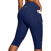 Heathyoga Capri Leggings with Pockets for Women Tummy Control Knee Length Leggings Yoga Pants Women Capri Pants Workout