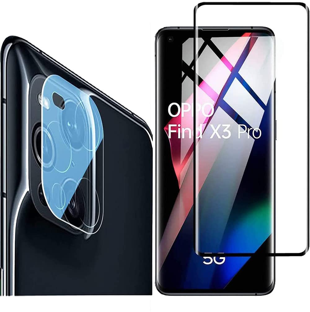 Boleyi [1 PACK] Tempered Glass and [2 PACK] Camera Lens Protector for OPPO Find X3 Pro, [No Bubbles][Touch sensitive] HD Clear Maximum Coverage Screen Protector