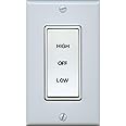 GAF Master Flow Speed Fan Control Switch for Whole House Fans - Control Low/High Speed & Off, 12-Hour Timer Compatible, Easy Installation