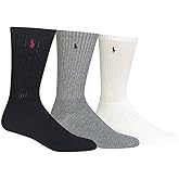 Polo Ralph Lauren Men's Cushioned Classic Cotton Crew Golf Socks - 3 Pack, 821032, Assorted 2, O/S