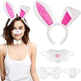 TORIHIKI Plush Animal Ears Headband & Nose Bow Tie Tail, Halloween 100 Day Cosplay Festival Theme Party Dress up Costume