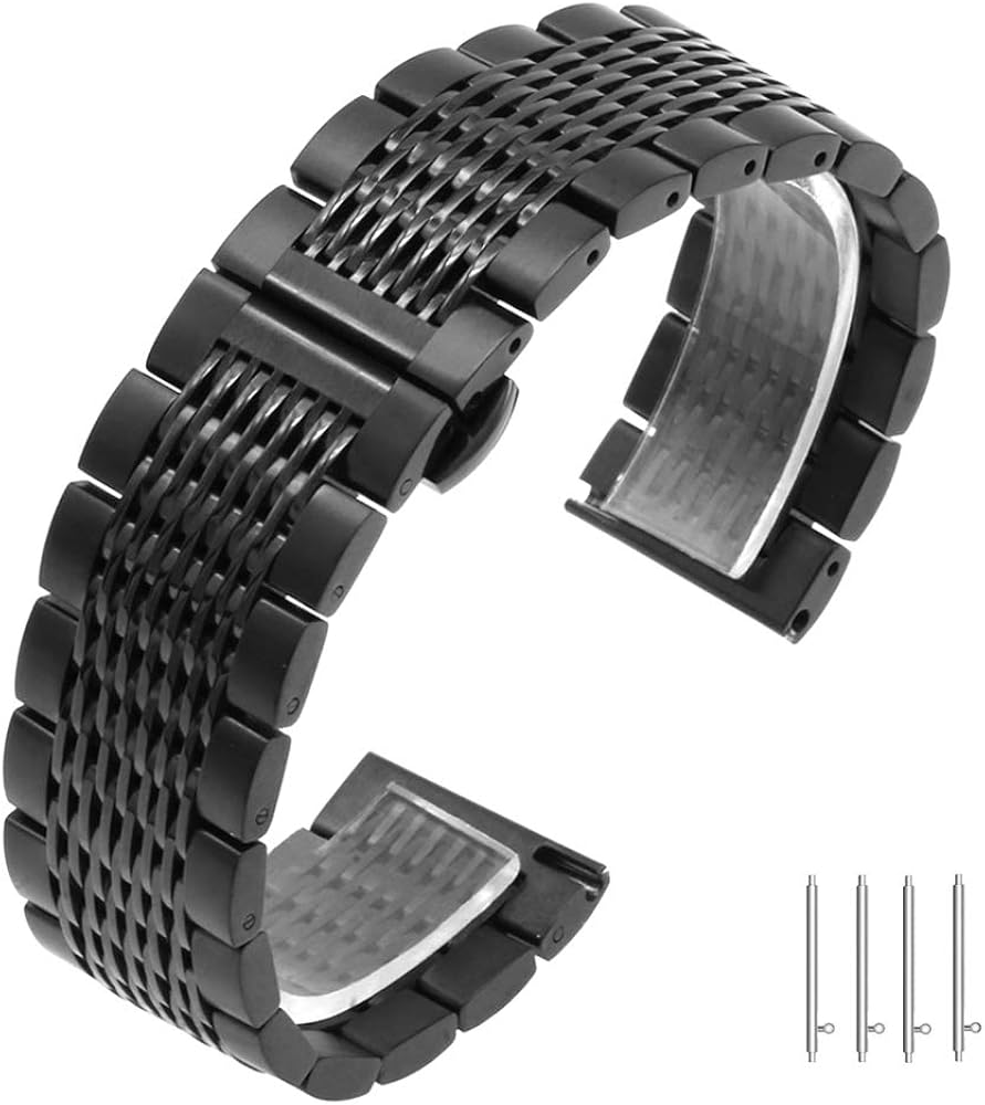 Kai Tian Classy 20mm Stainless Steel Black Mesh Watch Strap Band for 2021 Samsung Galaxy Watch 4/4 Classic/Active 2 44mm 40mm/ Galaxy Watch 3 41mm for Galaxy Watch 42mm - Image 4