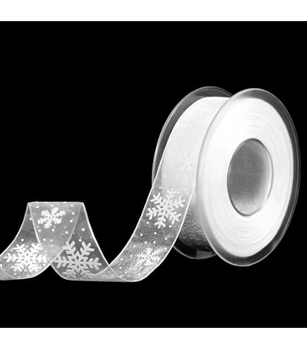 WINOMO Snowflake Ribbon Lace Trim - 196 Inch White Polyester Ribbon For Christmas & Craft Decor