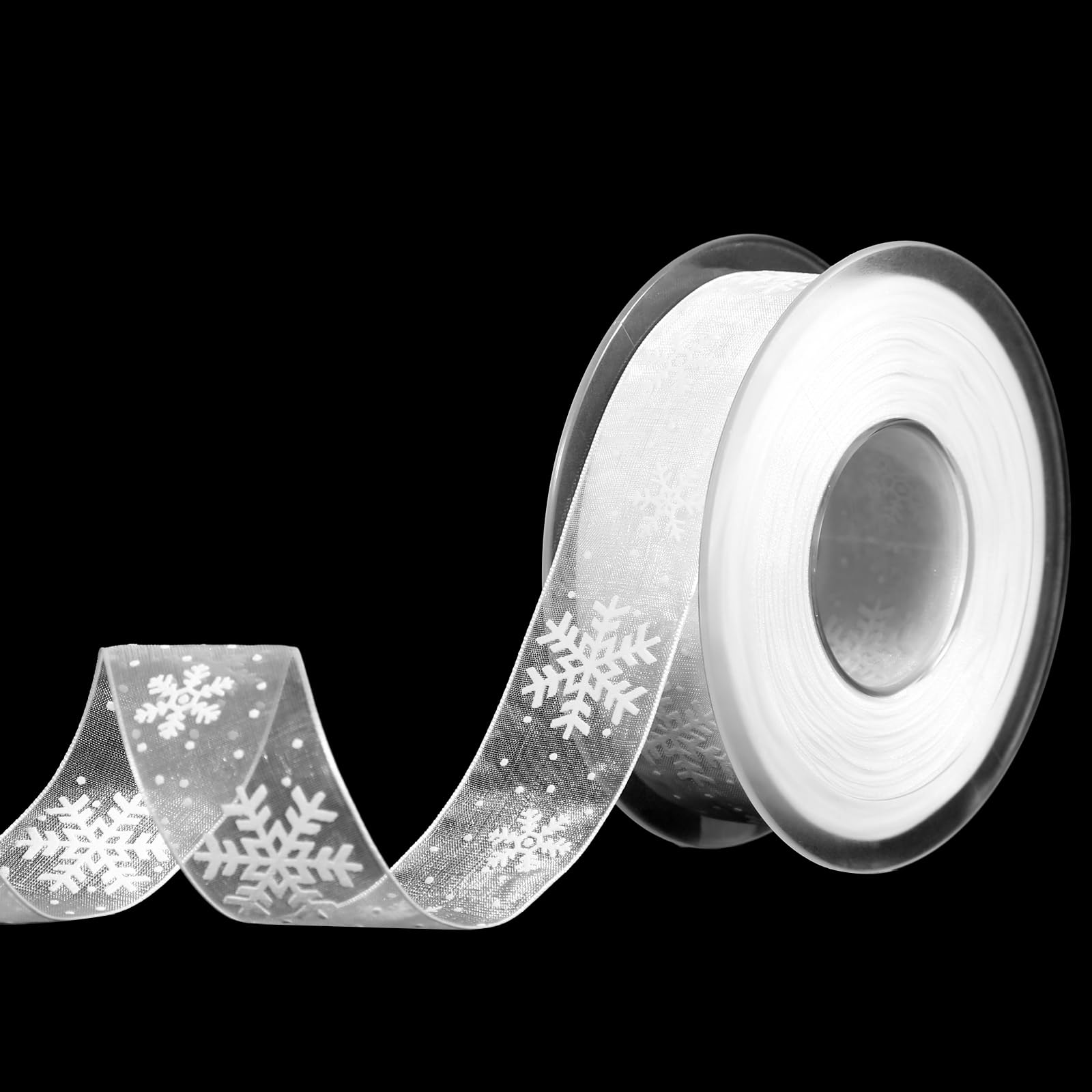 PEUTIER Christmas Ribbon 22yards x 1 inch, White Snowflake Ribbon Christmas Ribbon for Crafts Making Gift Wrapping Winter Holiday Xmas Decor