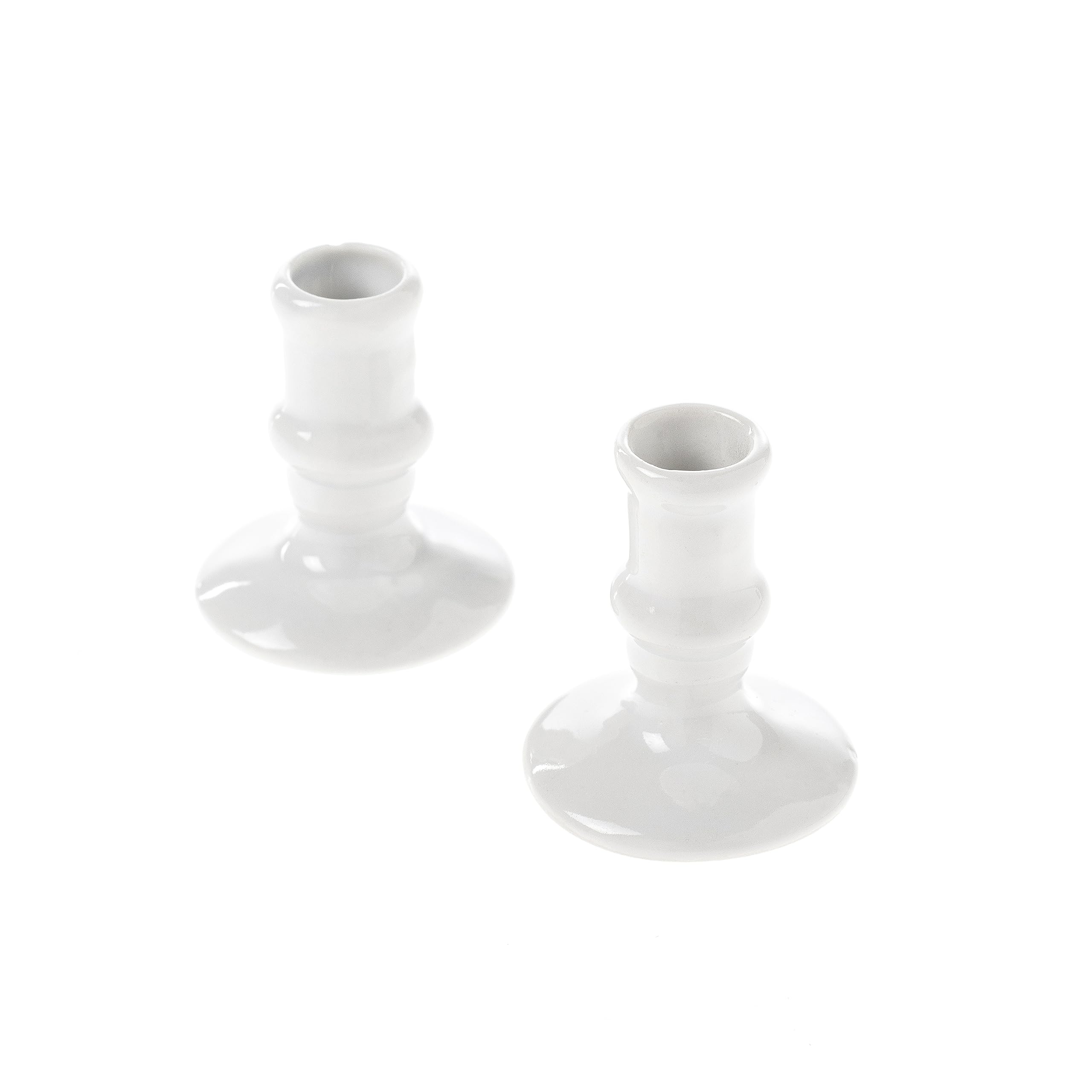 Danilovo Pointed Candle Holder for Thin Candles, Handmade Ceramic Candle Holder, Sturdy Tapered Candle Holder, Narrow Taper Candle, Decorative Living Room (Classic White, 2)