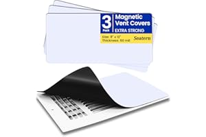 Seatern Magnetic Vent Covers, Extra Strong Magnets, White 8" x 12" (3 Pack) Ultra Thick 60mil, Complete Seal, Air Vent Covers for Home Floor, Ceiling, Wall Registers, HVAC, AC, RV, and Heater Vents