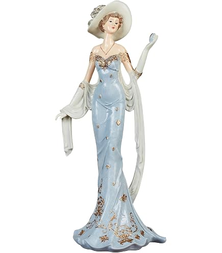 Cosmos Gifts レディ　ウォーキング　ドッグ　ポーセリン Amazon.com: Cosmos Gifts Fine Porcelain Lady Walking Dogs, Blue