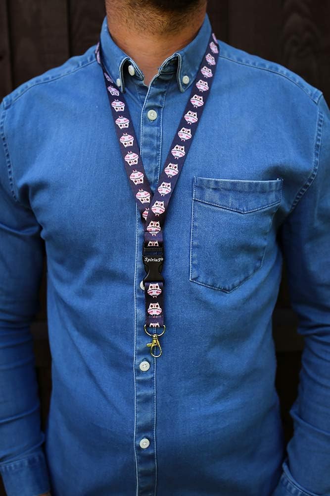 Spirius Owls Black Breakaway Lanyard Neck Strap with Safety Release Clip for Card Holder ID Badge Holder, Key Holder (Owls) - Image 3
